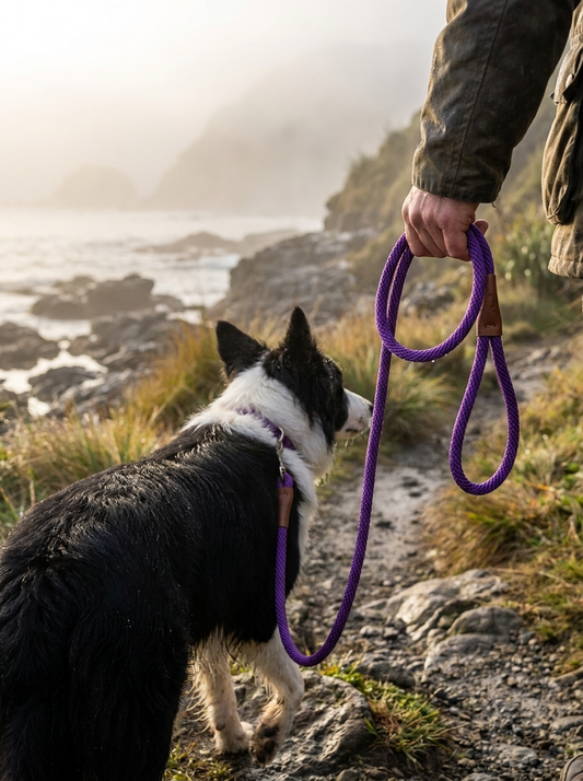 Heavy Duty Dog Leash — Leather & Cotton Rope